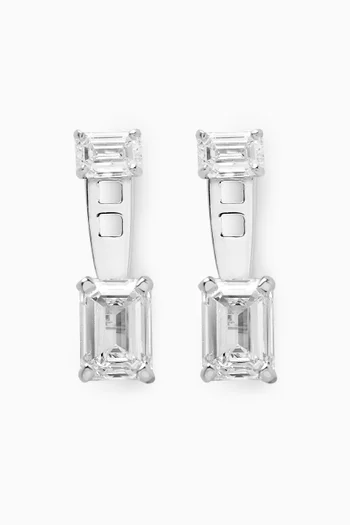 Emerald Diamond Slider Earrings in 18kt White Gold