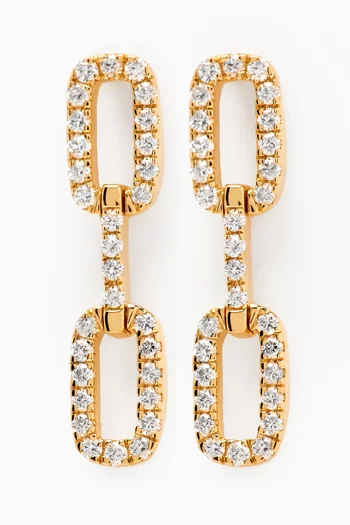 Full Diamond Link Drop Earrings in 18kt Yellow Gold