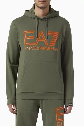 EA7 Macro Train Logo Hoodie in Cotton