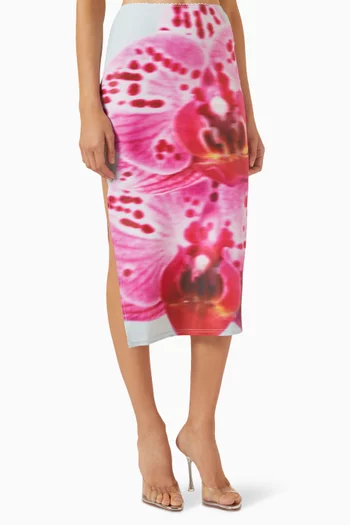 Orchid Midi Skirt in Stretch-jersey