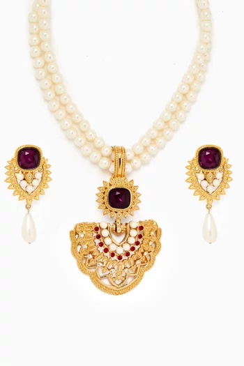 1990s Vintage Elizabeth Taylor Earrings & Necklace Set