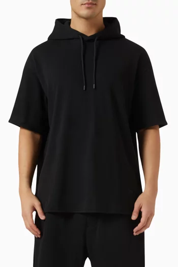 Short-sleeve Hooded Sweatshirt in Cotton-canneté