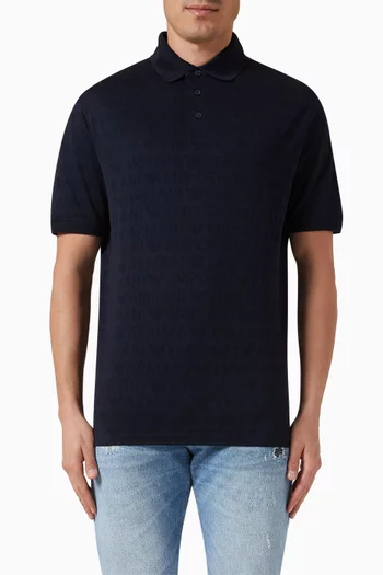 EA Text Logo Print Polo Shirt in Cotton