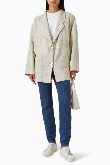 Check-effect Blazer in Tweed