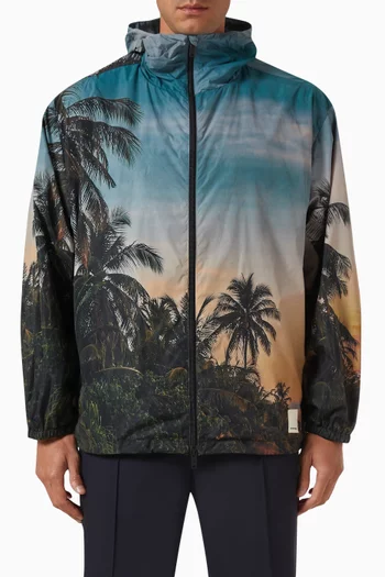 All-over Palm-print Jacket in Recycled Satin