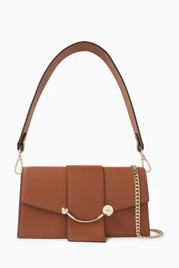 Mini Crescent Shoulder Bag in Calfskin Leather