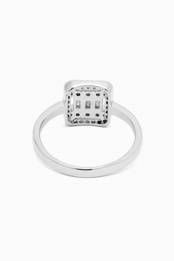 Square Stone Ring in Sterling Silver