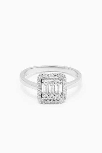 Square Stone Ring in Sterling Silver