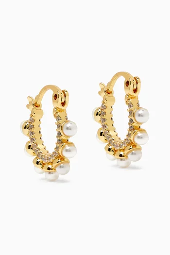 Spikes Pearl Hoops in Gold-plated Brass