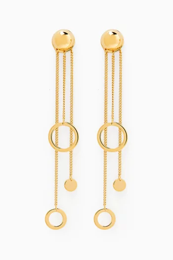 Circles & Discs Dangle Earrings in Gold-plated Brass