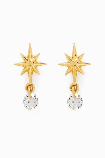 Starbust Crystal Drop Earrings in Gold-plated Brass