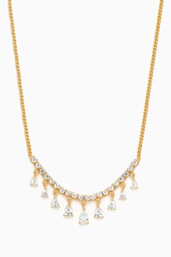 Dangling Crystal Necklace in Gold-plated Brass