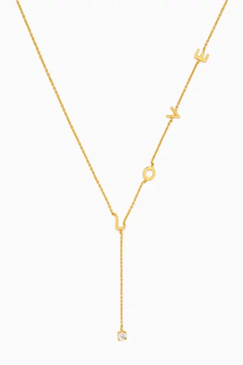 Love Crystal Y-chain Necklace in Gold-plated Brass