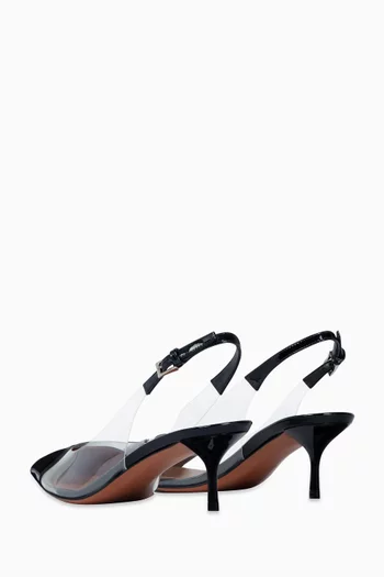 حذاء كلاسيك بتصميم قلب وسير خلفي وكعب 55 مم جلد لامع