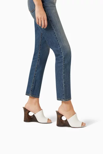La Sculpture 100 Mule Sandals in Calfskin & Wood