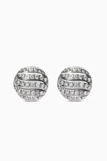 Sculpted Cable Diamond Stud Earrings in Sterling Silver