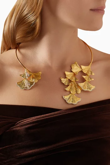 Enchanted Flora Collar Necklace in 24kt Gold-plated Brass