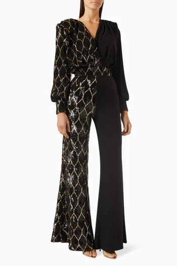 Night Moves Jumpsuit in Sequin Mesh