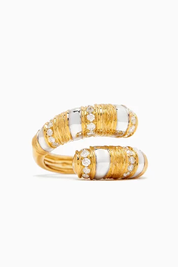 Toi & Moi Wafer Ring in White & Yellow Gold