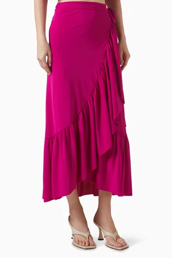 Julia Ruffled Sarong Skirt in Stretch-jersey