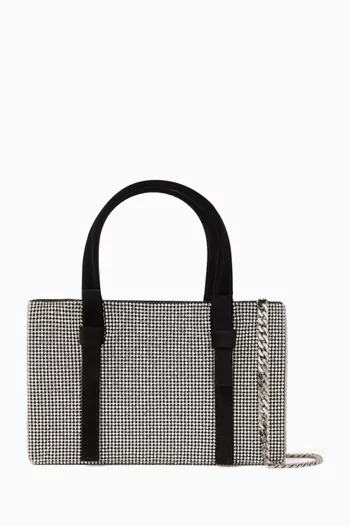 Midi Crystal-embellished Bow Tote Bag in Velvet