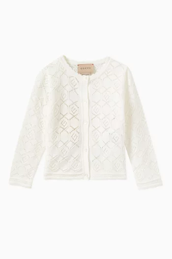 G Square Logo Cardigan in Cotton Lace
