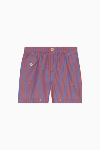 Striped Shorts in Cotton Poplin