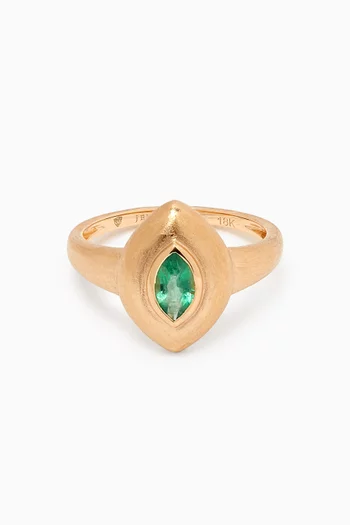 Marquis Emerald Pinky Ring in 18kt Gold