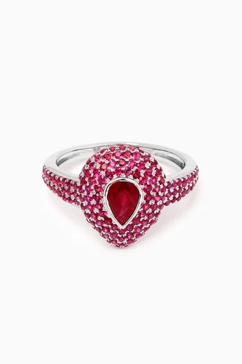 Pinky Ruby MQ Ring in 18kt White Gold