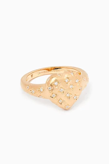 Heart Pavé Diamond Pinky Ring in 18kt Gold