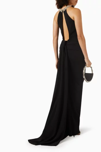 Halterneck Gown in Stretch Crepe
