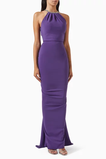 Halterneck Gown in Stretch Crepe