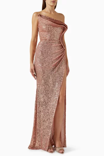 Strapless Gown in Sequins