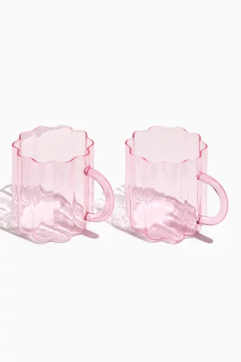 Wave Mug in Glass, Set of 2
