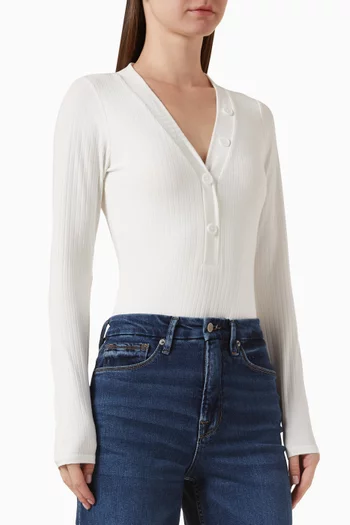 Henley Top in Ribbed Jersey-knit