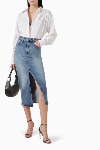 Compression Front-slit Skirt in Denim