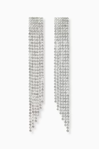 NYC Crystal Fringe Drop Earrings in Silver-plated Brass
