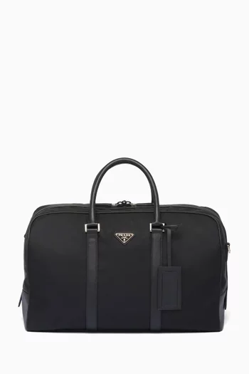 Triangle Duffle Bag in Re-Nylon & Saffiano Leather
