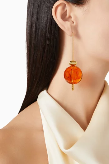 Holiday Crystal Drop Earrings in Brass