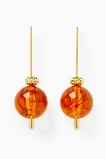 Holiday Crystal Drop Earrings in Brass