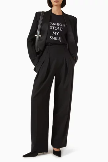 'Fashion Stole My Smile' Slogan T-shirt in Organic Cotton