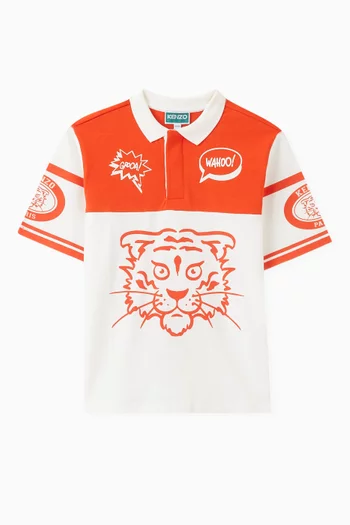 Tiger-print Polo Shirt in Cotton