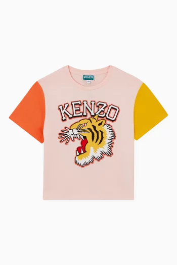 Colourblocked Tiger Logo T-shirt in Organic Cotton Jersey