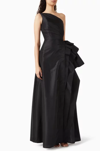 One-shoulder Ruffled-detail Gown