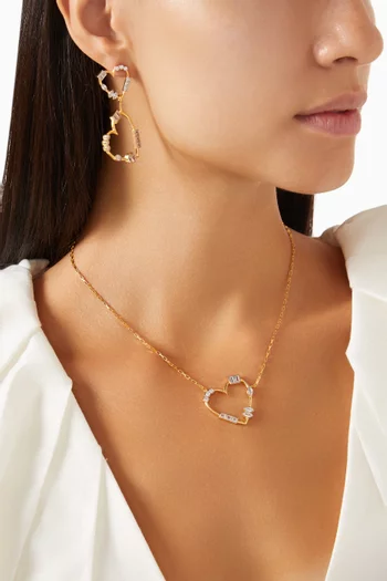 CZ Heart Pendant Necklace in 24kt Gold-plated Sterling Silver