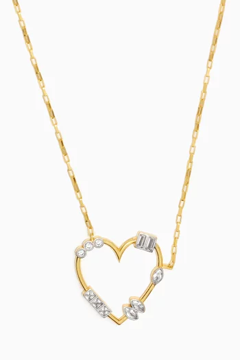 CZ Heart Pendant Necklace in 24kt Gold-plated Sterling Silver