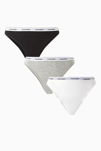 Modern Logo Thongs in Cotton, Pack of 3