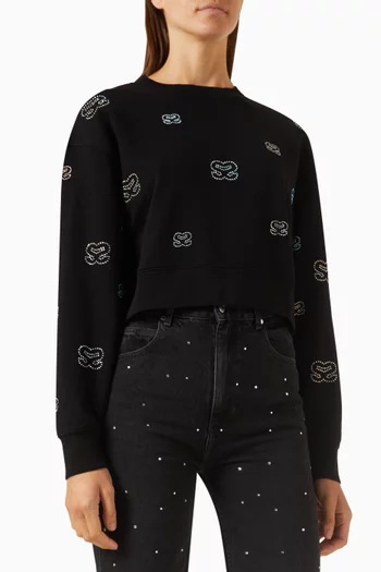 Over Double S Rhinestone-embellished Sweatshirt in Cotton