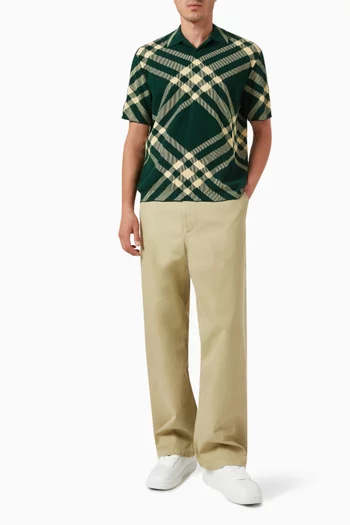 Check Polo Shirt in Wool-blend