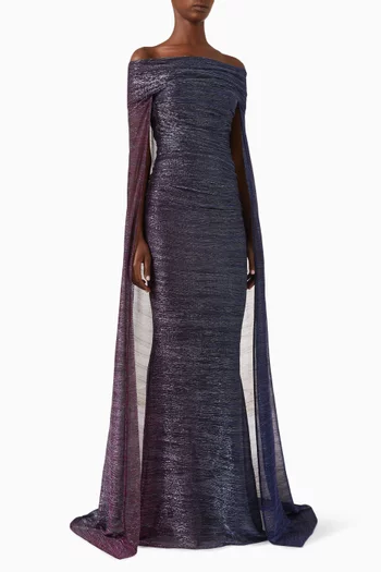 Off-Shoulder Maxi Gown in Metallic Ombré